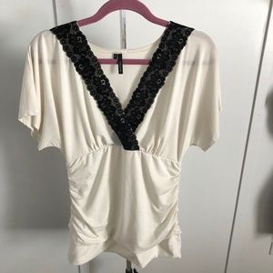 Maurices Lace V-Neck Rouched Top